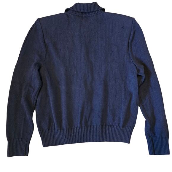 St John Santana Knit Navy Cable Zip Cardigan Jacket Sweater Size 12 USA - Picture 2 of 7